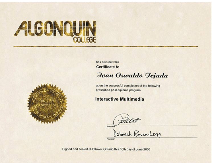 Algonquin Certificate