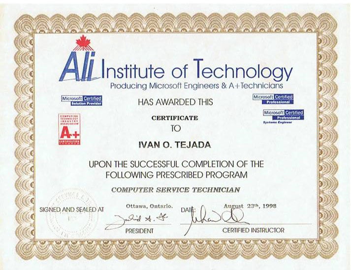certificate Ali
